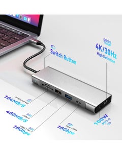 Y&D USB C Hub 8 in 1 with 100W PD3.0 Charging M.2 NVMe 10Gbps or SATA SSD Enclosure 4K@30HZ HDMI 1.4 3.2 Gen2 Transfer Multiport Adapter for MacBook iPad HP Dell ASUS Lenovo etc  - Image 2
