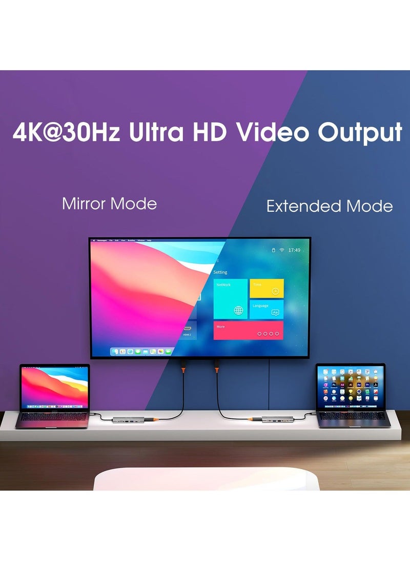 Y&D - USB C Hub 8 in 1 with 100W PD3.0 Charging M.2 NVMe 10Gbps or SATA SSD Enclosure 4K@30HZ HDMI 1.4 3.2 Gen2 Transfer Multiport Adapter for MacBook iPad HP Dell ASUS Lenovo etc - Image 1