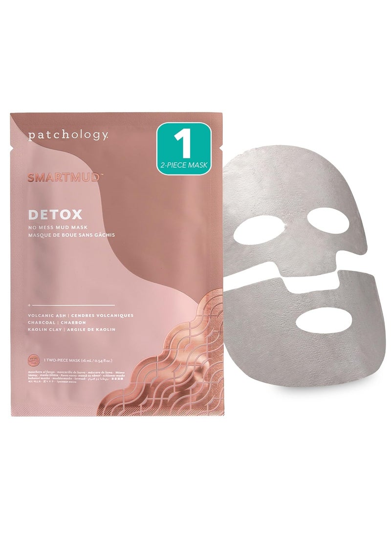 Patchology Patchology SmartMud Detox No-Mess Mud Facial Sheet Mask for Men & Women – Refreshing and Hydrating Sheet Mask for Clean, Smooth, and Moisturized Skin – 5-Minute Easy Application, (1 Count) 