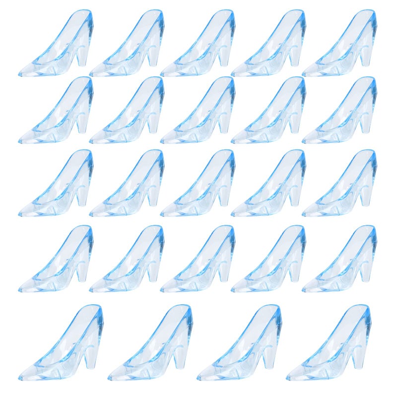 ZYFLSQ 24 Pieces Mini Plastic Cinderella Slippers 3.5 Inch Glass Heels Princess for Wedding Birthday Party Table Favors Decoration (Blue) - Image 1