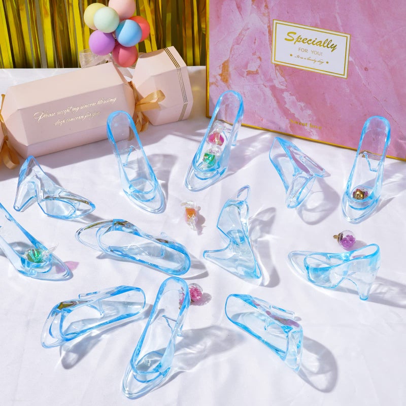 ZYFLSQ 24 Pieces Mini Plastic Cinderella Slippers 3.5 Inch Glass Heels Princess for Wedding Birthday Party Table Favors Decoration (Blue) - Image 5