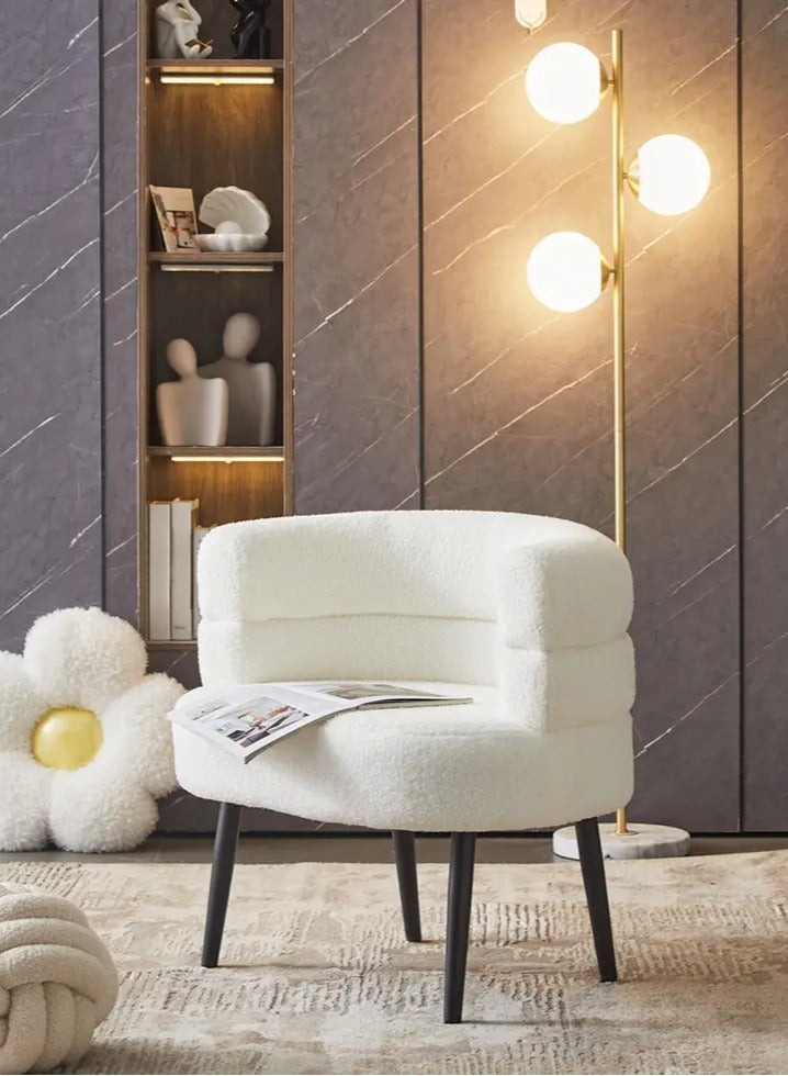 NZONE STORE Boucle Fabric Living Room Chair || White/Black - Image 1