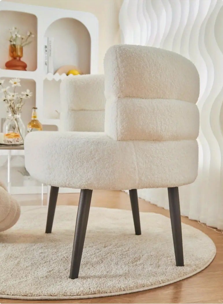 NZONE STORE Boucle Fabric Living Room Chair || White/Black - Image 2