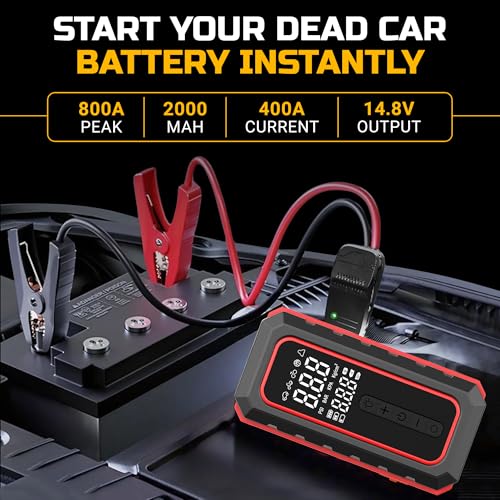 TOMAHAWK JSI-9695 Multi-Function Car Jump Starter | 8000 mAh Powerbank + 150 PSI Air Compressor + LED Light | 400A Portable Engine Booster (800A Peak) - Image 5