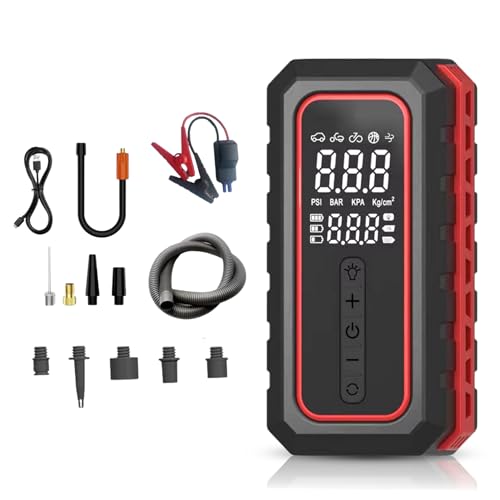 TOMAHAWK JSI-9695 Multi-Function Car Jump Starter | 8000 mAh Powerbank + 150 PSI Air Compressor + LED Light | 400A Portable Engine Booster (800A Peak) - Image 1