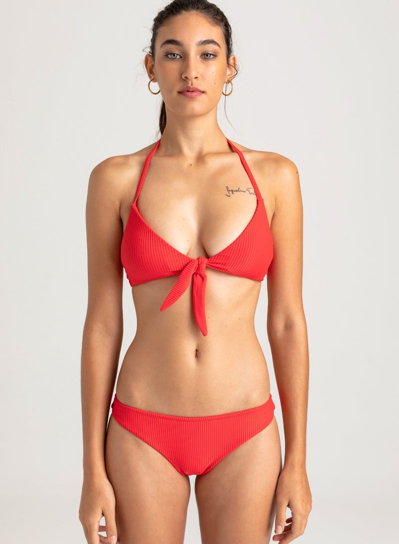 VULEVU Tie Front Bikini Top Red - Image 1
