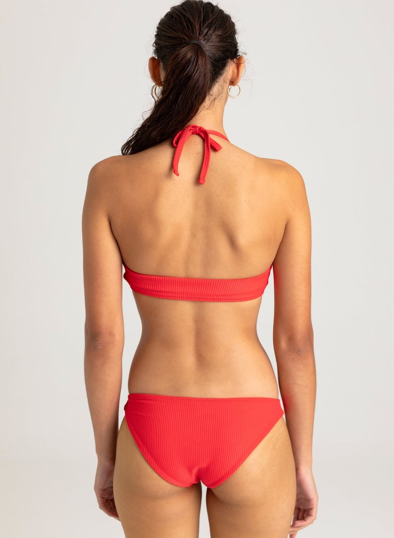 VULEVU Tie Front Bikini Top Red - Image 2