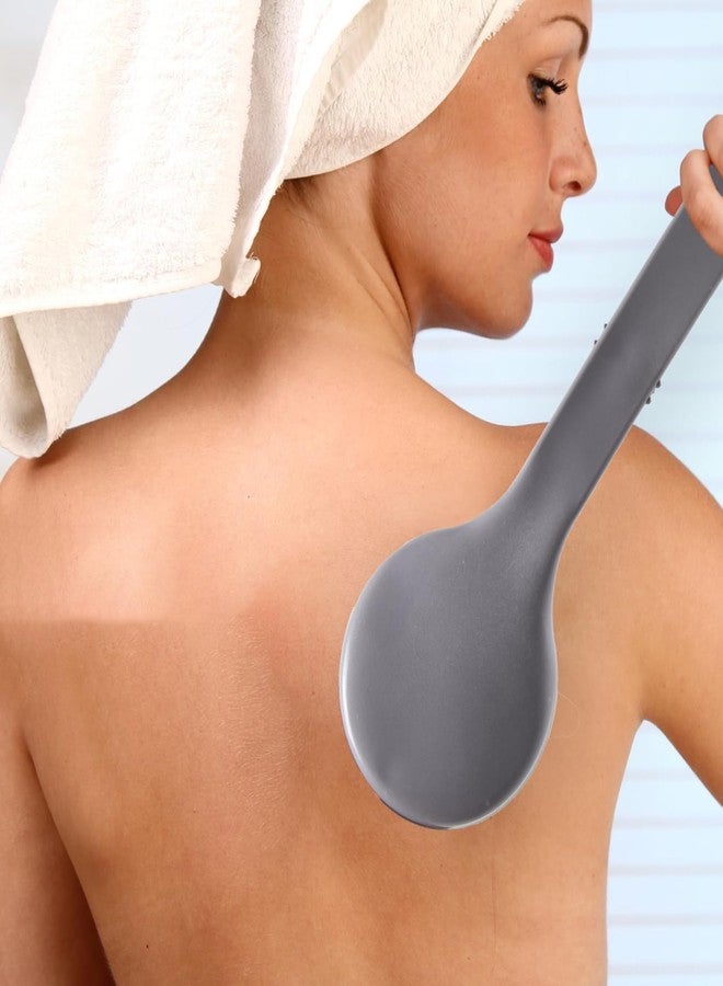 xinxingin 2 PCS Dry Brushing Body Brush, Back Scrubber for Bathing with Long Handle, Dry Brush for Skin, Men and Women's Lotion Applicator for Back (11.6 in, Grey) - Image 2
