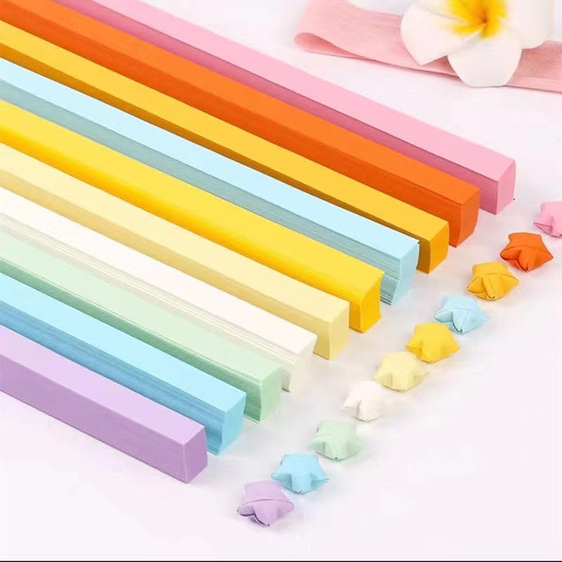 YNGRUE 1080 Sheets Star Origami Paper - 10 Color Assortment, Double Sided, Solid Color, DIY Hand Art Crafts - Image 1