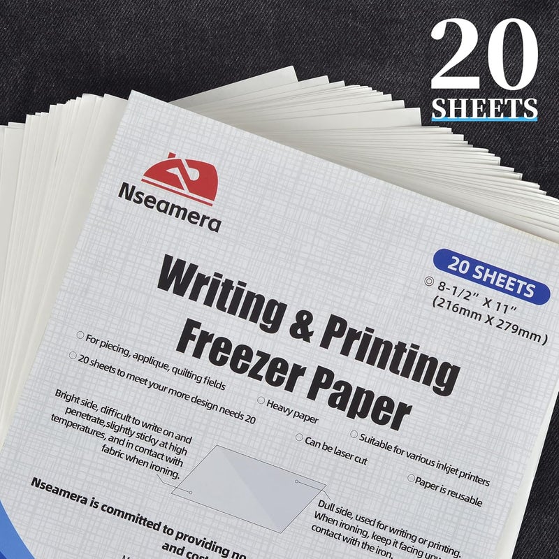 Nseamera Heavy Duty Freezer Paper Sheets for Quilting, Applique & Piecing - 8.5x11 Inches, 20 Sheets - Printable, Laser Cuttable Freezer Paper for Quilters - Image 2