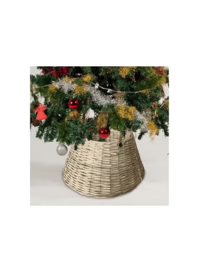 كلاراكو طوق شجرة عيد الميلاد الأنيق، ديكورات العطلات - غطاء قاعدة شجرة من الخيزران المنسوج الطبيعي، حلقة سلة للأشجار الاصطناعية، ثابتة وعديمة الرائح - Image 1