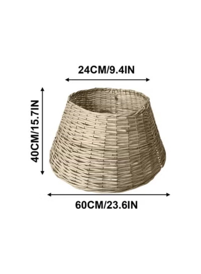 كلاراكو طوق شجرة عيد الميلاد الأنيق، ديكورات العطلات - غطاء قاعدة شجرة من الخيزران المنسوج الطبيعي، حلقة سلة للأشجار الاصطناعية، ثابتة وعديمة الرائح - Image 4