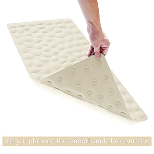 OTHWAY Non-Slip Bathtub Mat OTHWAY Soft Rubber Bathroom Bathmat with Strong Suction Cups (Beige) - Image 2