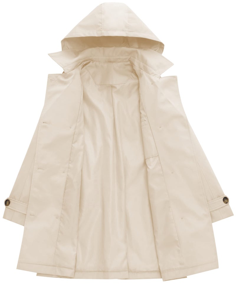 CREATMO US Womens Trench Coats Long Waterproof Coat With Hood White XL - Image 2