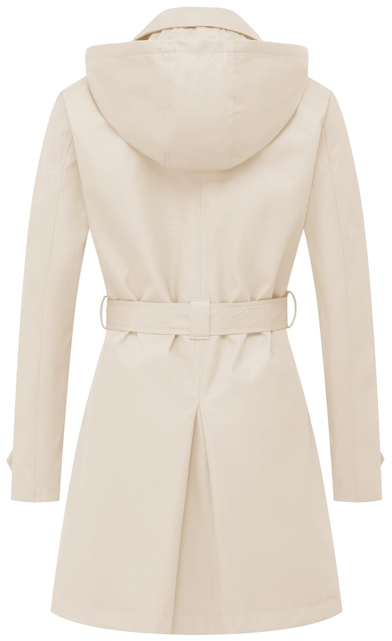 CREATMO US Womens Trench Coats Long Waterproof Coat With Hood White XL - Image 3