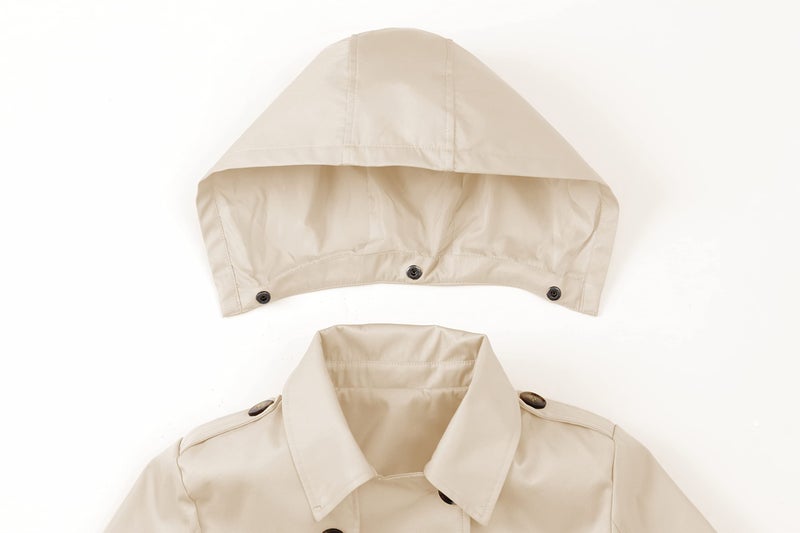 CREATMO US Womens Trench Coats Long Waterproof Coat With Hood White XL - Image 4