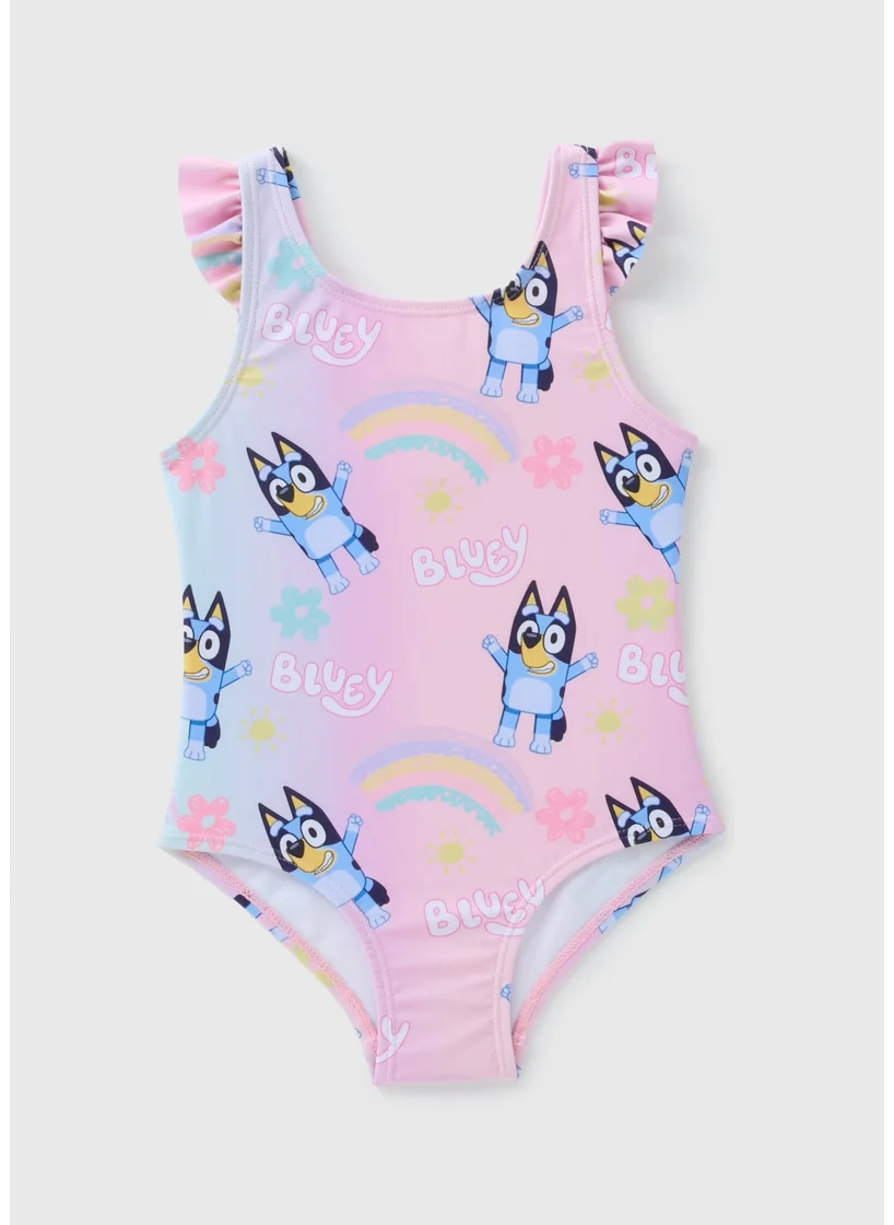 Matalan Bluey Kids Pink Rainbow Swimsuit