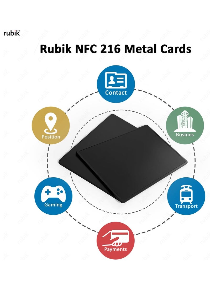 Rubik NFC 216 Metal Cards (Twin Shade) Premium Upgraded, Invisible Chip, NTAG216 High-end Preistige Business Card, 304 Stainless Steel (Black, 2 Cards)  - Image 4