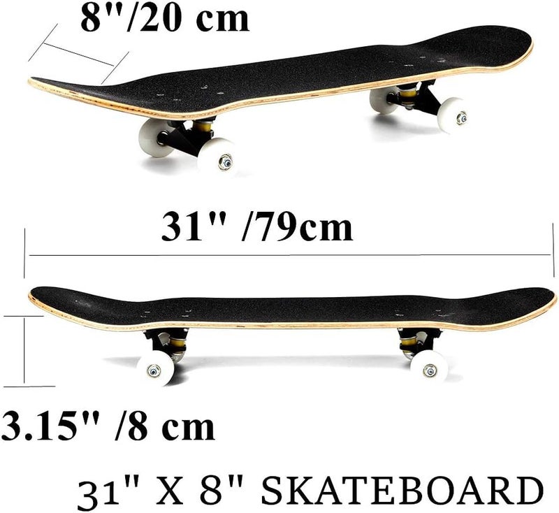 asktom Skateboards for Beginners Kids Boys Girls and Adults 31"x8" Pro Complete Skateboard 8 Layers Maple Wood, Double Kick Concave, Fascinating Cool, Solid&Durable (Little Monster) - Image 2