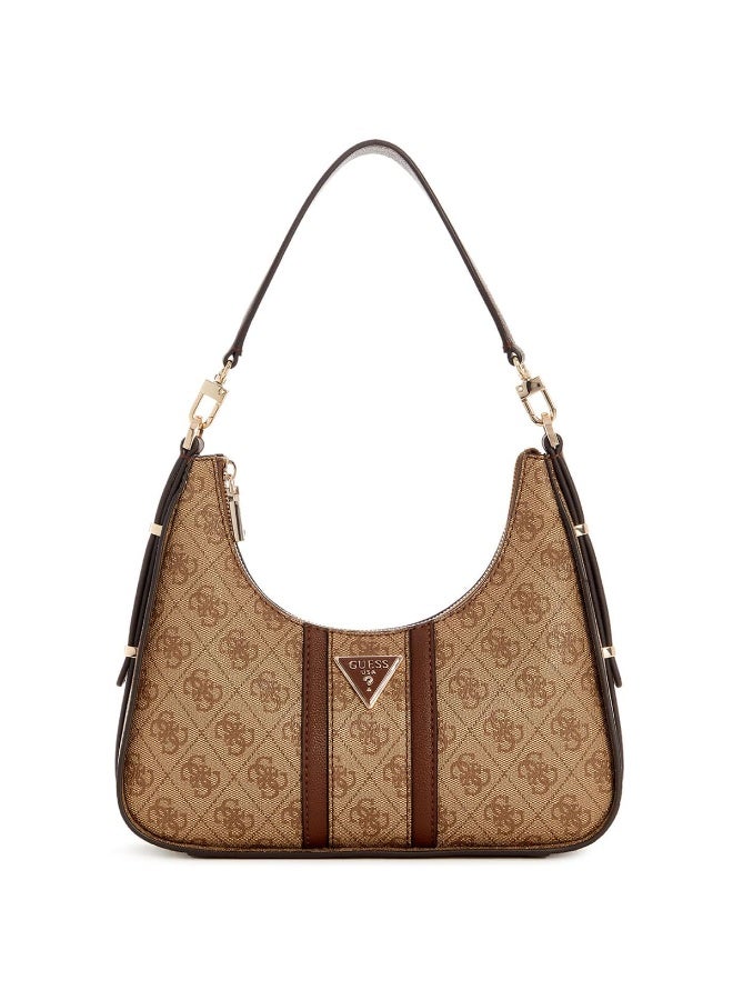 Guess Latte Logo Brown Women Shoulder Bag HWSG9000180 – Elegant Monogram Leather Handbag - Image 1