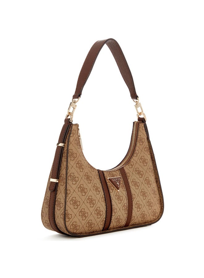 Guess Latte Logo Brown Women Shoulder Bag HWSG9000180 – Elegant Monogram Leather Handbag - Image 2