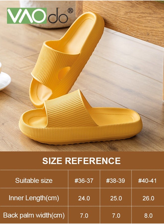 VAOdo Pillow Slippers for Women House Slides Shower Sandals Extremely Comfy Cushioned Thick Sole Non-Slip Bathroom Slip Yellow  - Image 4