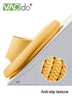VAOdo Pillow Slippers for Women House Slides Shower Sandals Extremely Comfy Cushioned Thick Sole Non-Slip Bathroom Slip Yellow  - Image 2