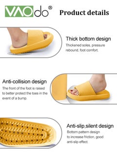 VAOdo Pillow Slippers for Women House Slides Shower Sandals Extremely Comfy Cushioned Thick Sole Non-Slip Bathroom Slip Yellow  - Image 3