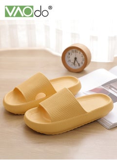VAOdo Pillow Slippers for Women House Slides Shower Sandals Extremely Comfy Cushioned Thick Sole Non-Slip Bathroom Slip Yellow  - Image 5