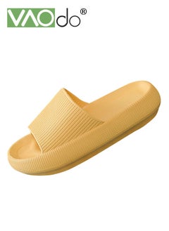 VAOdo Pillow Slippers for Women House Slides Shower Sandals Extremely Comfy Cushioned Thick Sole Non-Slip Bathroom Slip Yellow  - Image 1