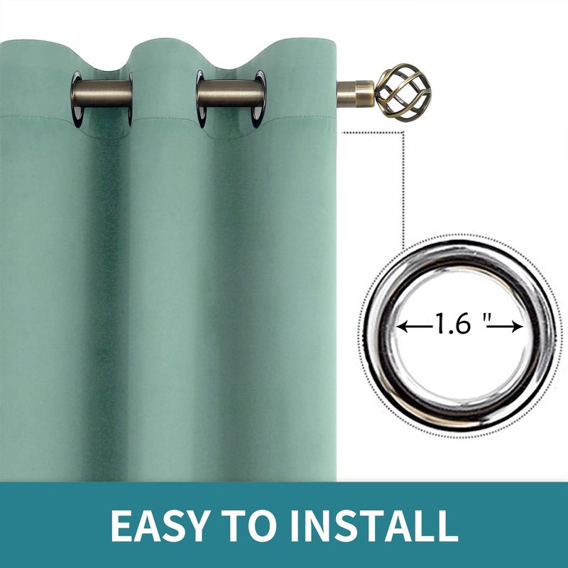 BGment Blackout Curtains - Grommet Thermal Insulated Room Darkening Bedroom and Living Room Curtains, Set of 2 Panels (38 x 45 Inch, Frosty Green) - Image 5
