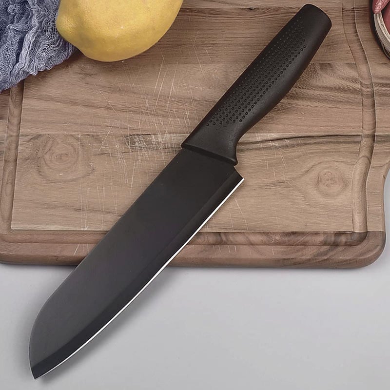 Eletree Kitchen Knife Set with Black Chef Knife Set with Knives Scissor Black for MeatVegetablesFruits Chopping Slicing DicingCutting - Image 1