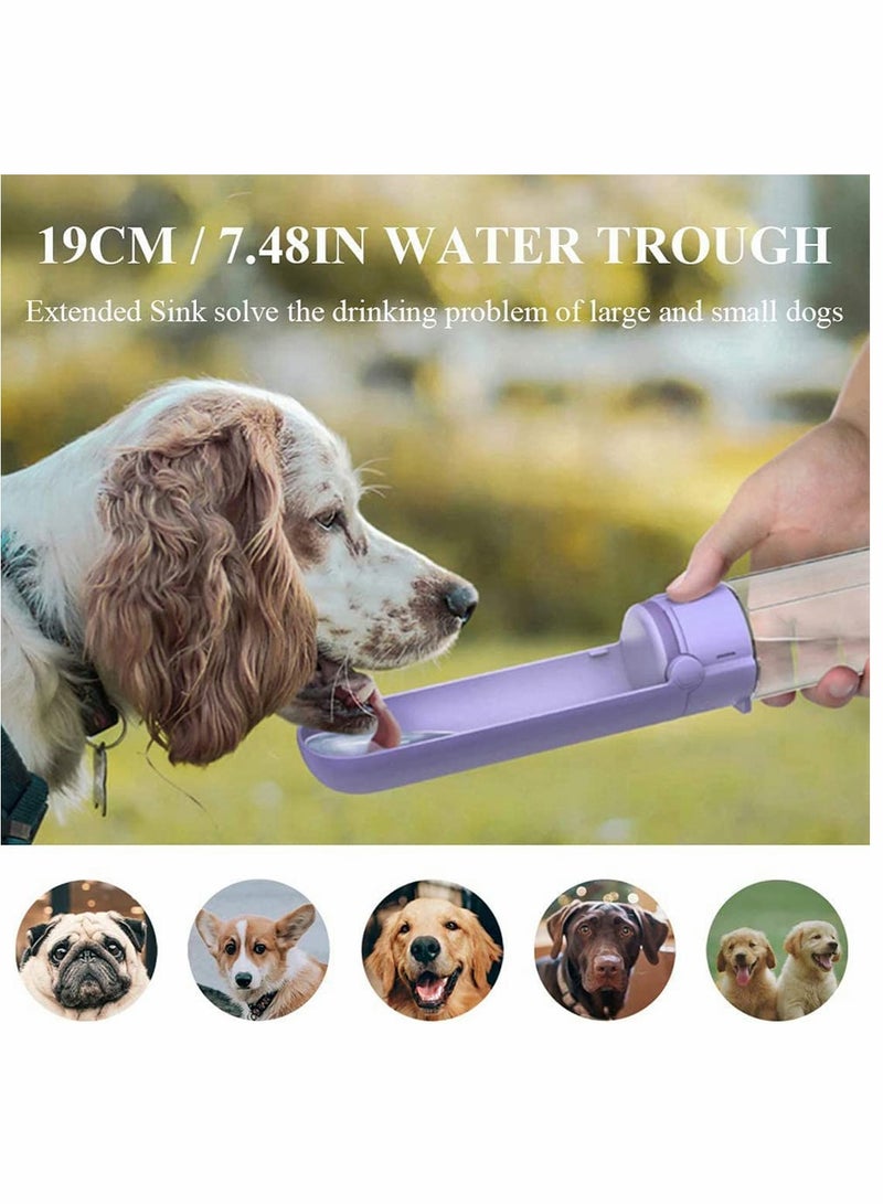 SYOSI Portable Dog Water Bottle Dogs Travel Water Bottle Anti Leak Pets Water Bottle With Poo Bag Dispenser 420Ml Purple - Image 2