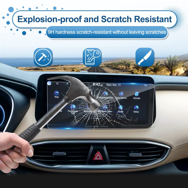 Coleya 2021 2022 2023 Santa Fe Screen Protector for Hyundai Santa Fe (SEL/XRT/Limited/Calligraphy) 10.25-inch Touch Screen, 9H HardnessTempered Glass 2022 2023 Santa Fe Hybrid Accessories 10.25" - Image 5