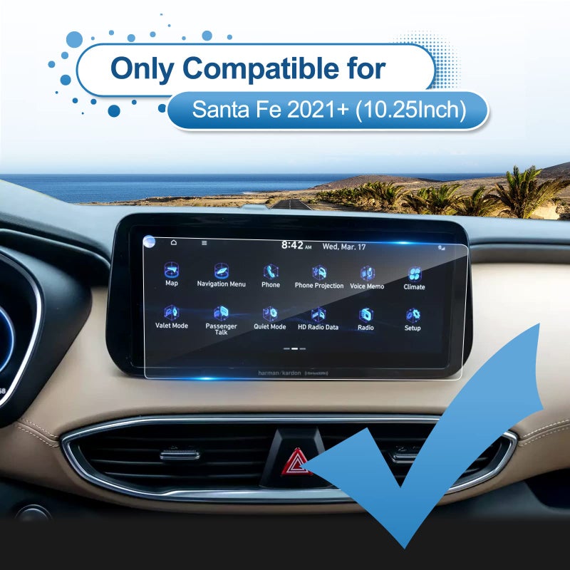 Coleya 2021 2022 2023 Santa Fe Screen Protector for Hyundai Santa Fe (SEL/XRT/Limited/Calligraphy) 10.25-inch Touch Screen, 9H HardnessTempered Glass 2022 2023 Santa Fe Hybrid Accessories 10.25" - Image 2