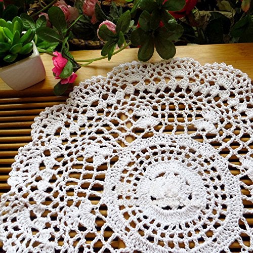 Laivigo New Crochet Crochet Cotton Lace الدانتيل المستدير المائدة المائدة الكفار المفروض - Image 2
