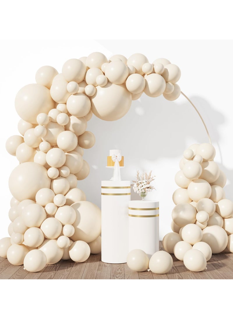 154pcs White Sand Balloons Different Sizes 5/10/12/18 Inch White Cream Beige Balloon Garland Arch Kit for Wedding Baby Shower Birthday Party Supplies Decorations - Image 1