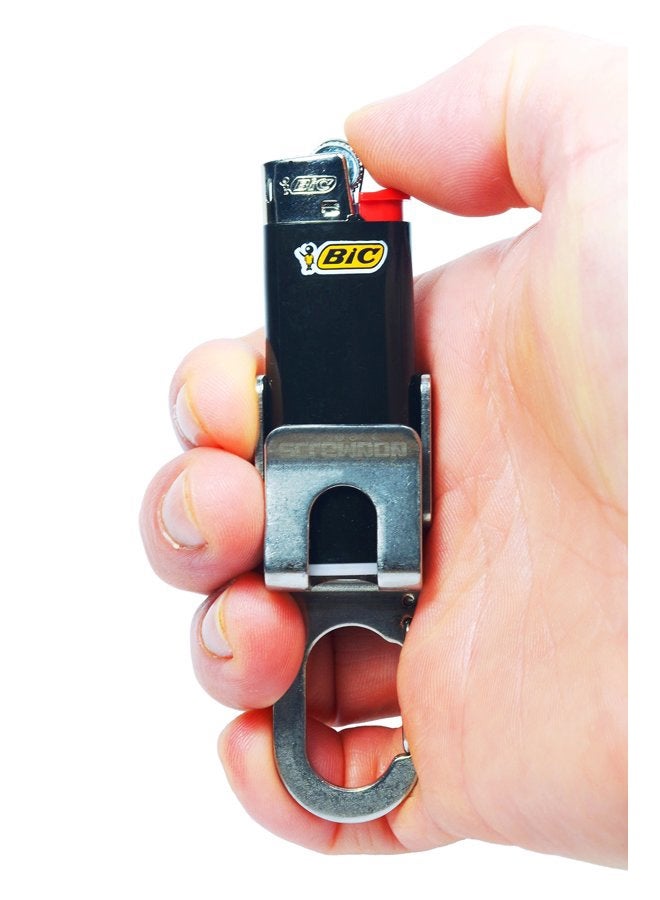 Screwpop Bic Mini Lighter Holder Keychain Multi Tool with Carabiner Clip and Bottle Opener Stainless Steel Construction (Lighter Not Included) - Image 4