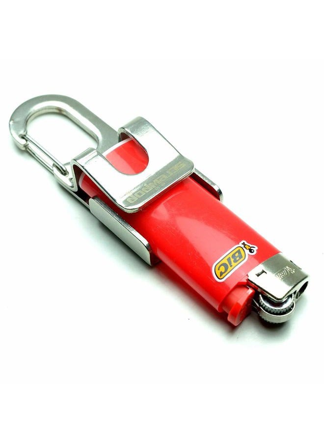 Screwpop Bic Mini Lighter Holder Keychain Multi Tool with Carabiner Clip and Bottle Opener Stainless Steel Construction (Lighter Not Included) - Image 3