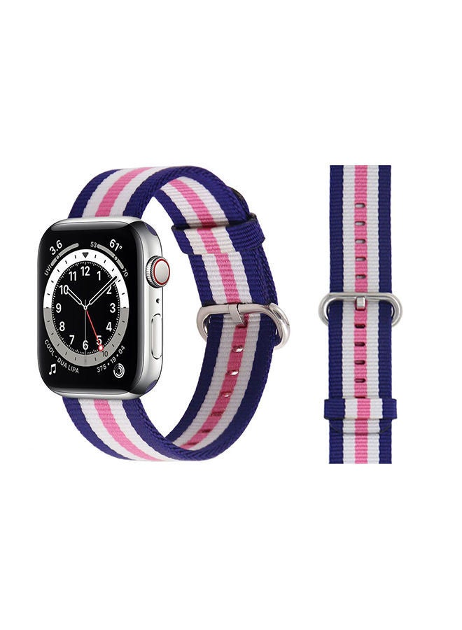 NIBEMINENT Nylon Replacement Band For Apple Watch Series 6/SE/5/4/3/2/1 Pink Stripe