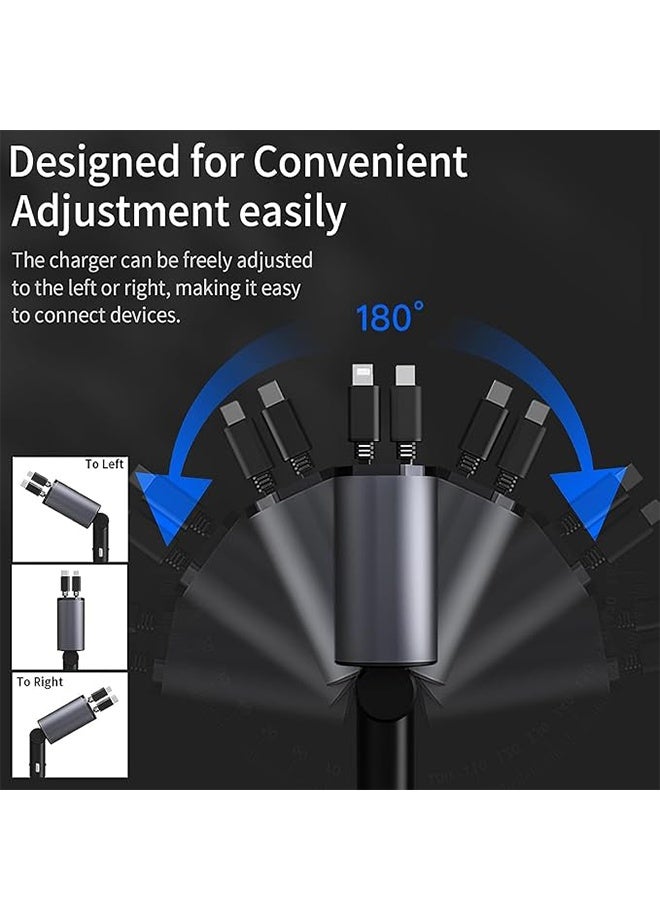 120W Retractable Car Charger, 4 in 1 Fast Car Phone Charger, Dual USB Ports & Voltage Display, Compatible with iPhone, iPad, Galaxy, Xiaomi - Image 4