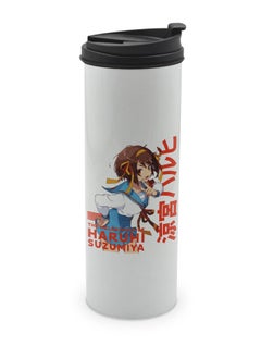 LIT Haruhi Suzomiya White Tumbler for Hot Drinks The Melancholy of Haruhi Suzumiya White Tumbler Anime Design Travel Coffee Tumbler Gift for Him or Her Anime Fan gift-Waifu Design  - Image 1
