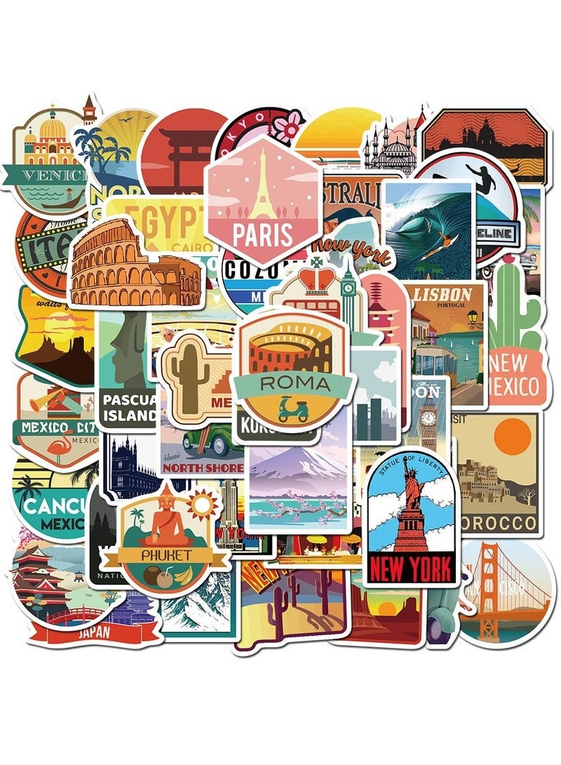 Travel City Landscape Graffiti Stickers Luggage Trolley Box Scooter Laptop Waterproof Stickers  - Image 1