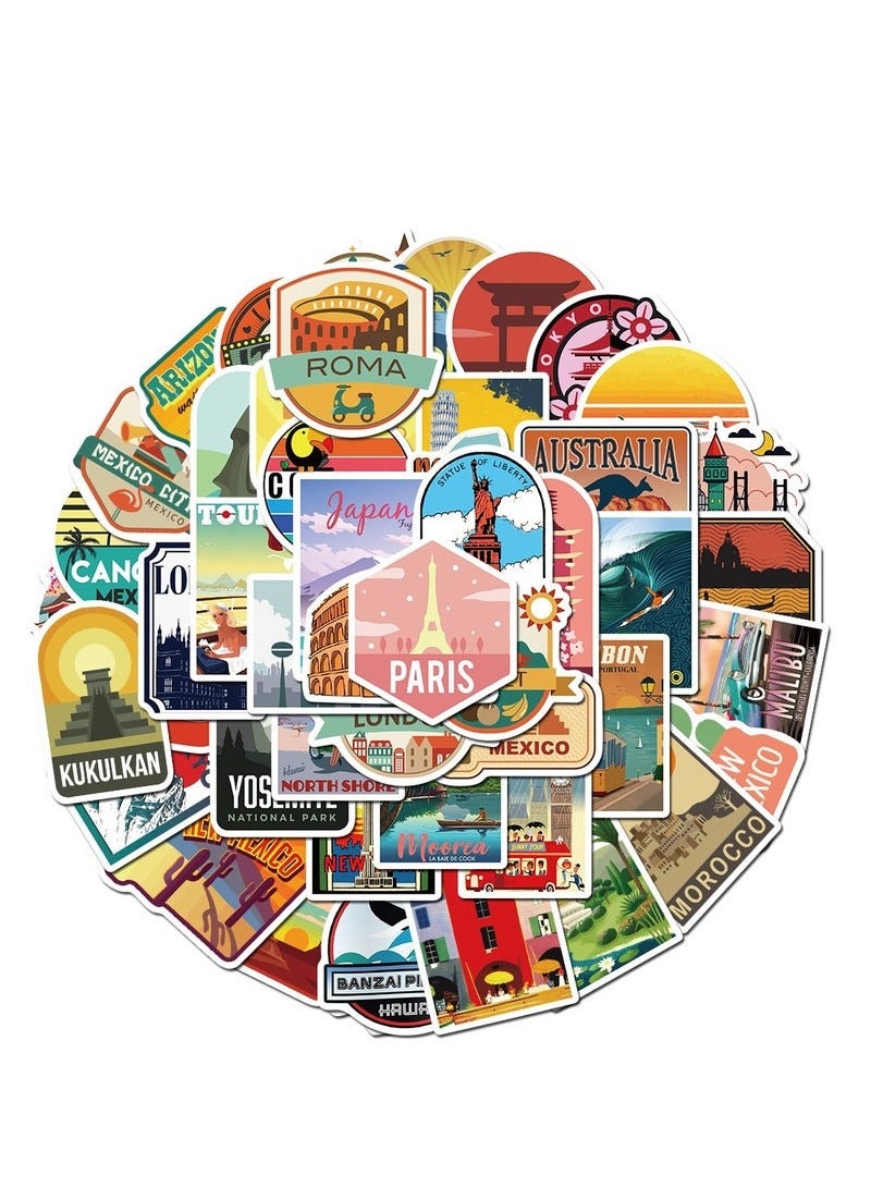 Travel City Landscape Graffiti Stickers Luggage Trolley Box Scooter Laptop Waterproof Stickers  - Image 2