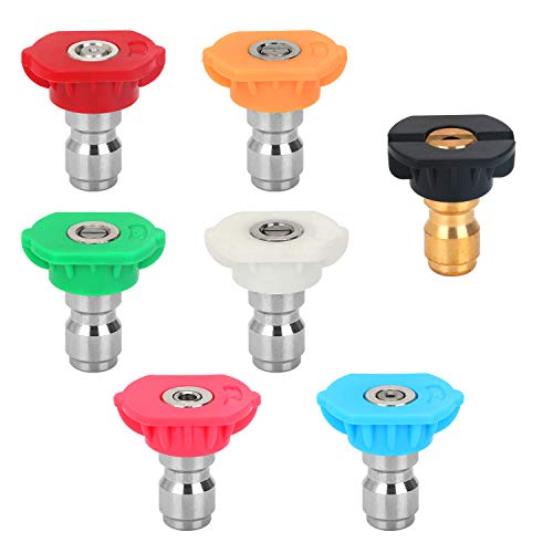 STYDDI Pressure Washer Nozzle Set - 5 Degrees Nozzle, 2 Storie Nozzle, 7 Pack, 1/4" Connect, 2.5 GPM, 4500 PSI Rated - Image 1
