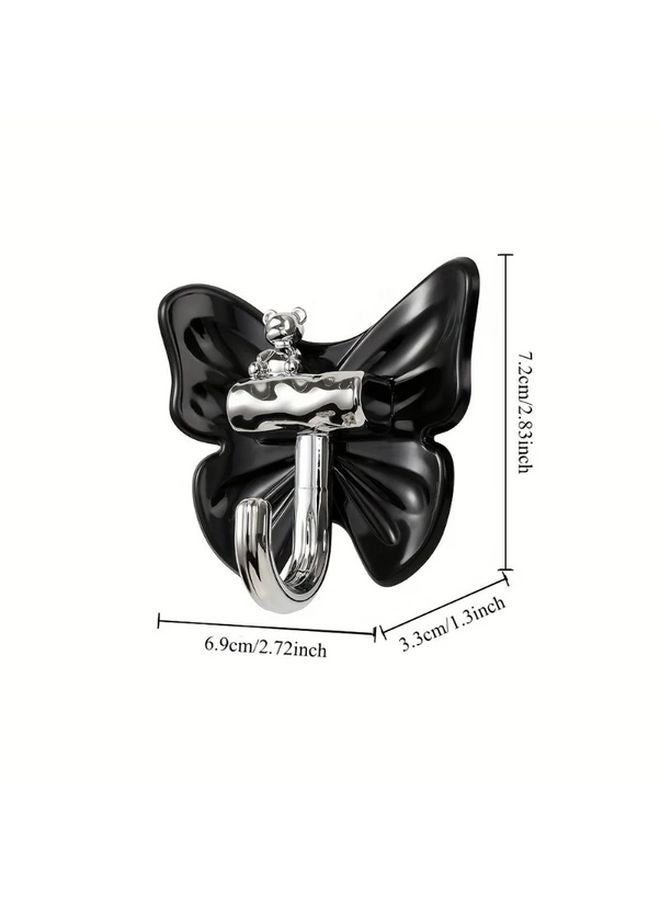 Black Butterfly Self Adhesive Hooks No Drill Easy Install Waterproof Bathroom Kitchen Organizer - Image 4