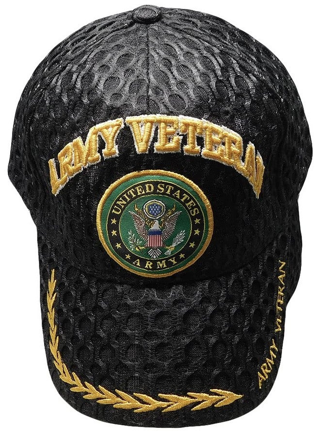 AES United States Army Veteran Vet Textured Mesh Ball Cap Embroidered 3D (Licensed) - Image 2