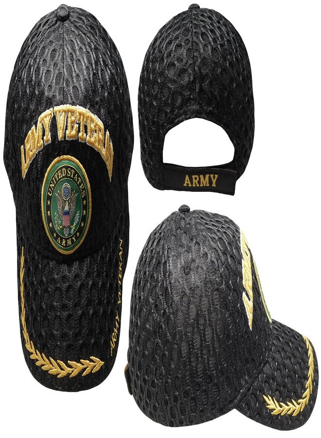 AES United States Army Veteran Vet Textured Mesh Ball Cap Embroidered 3D (Licensed) - Image 1