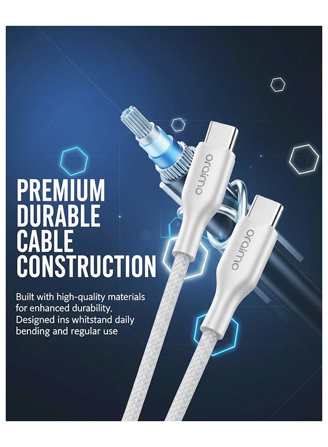 أورايمو كابل شحن برويدلاين قماش USB-C إلى USB-C 1م 100W - Image 5