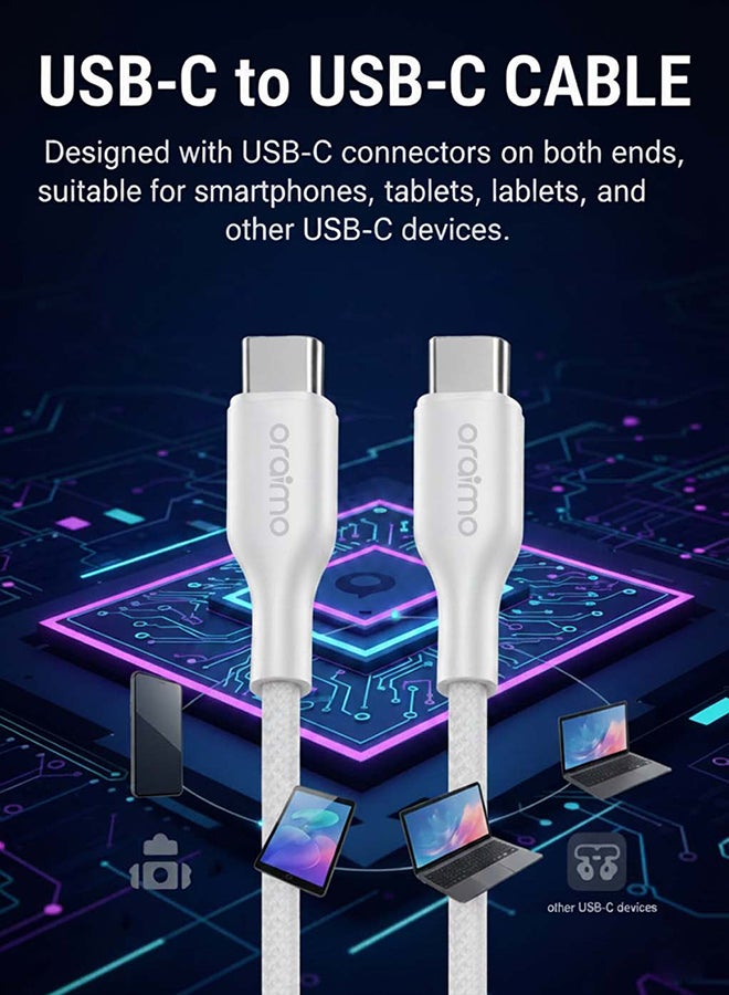 أورايمو كابل شحن برويدلاين قماش USB-C إلى USB-C 1م 100W - Image 3